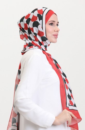 شال سوفت منقوش 70266-19 أسود أحمر 70266-19