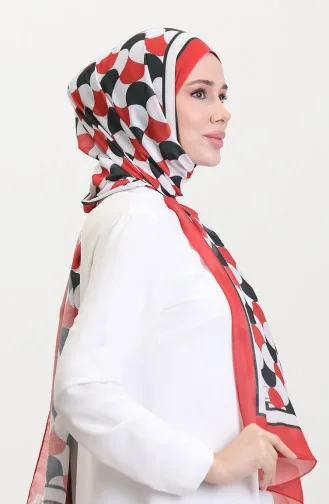 Desenli Soft Şal 70266-19 Siyah Kırmızı