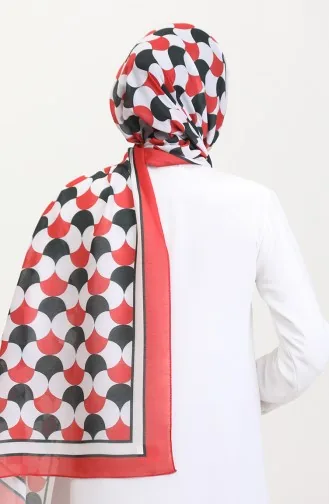 Desenli Soft Şal 70266-19 Siyah Kırmızı