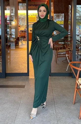 Jurk Met Knoopjes 4620-03 Smaragdgroen 4620-03