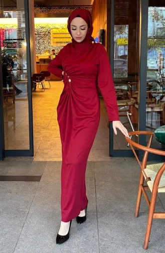 Kleid Mit Knöpfen Vorne 4620-04 Burgund 4620-04