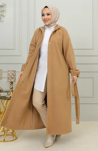 Manteau En Cachemire à Capuche Et Ceinture 0502-04 Vison 0502-04