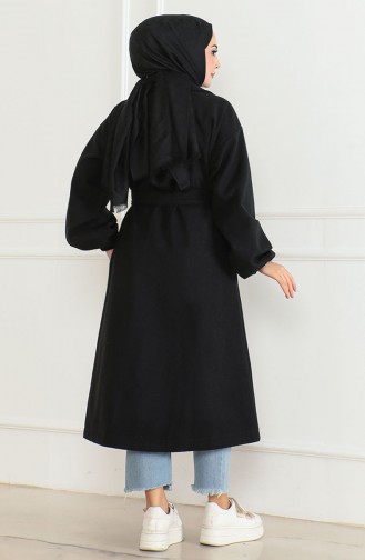 Kemerli Kaşe Kaban 2059-01 Siyah