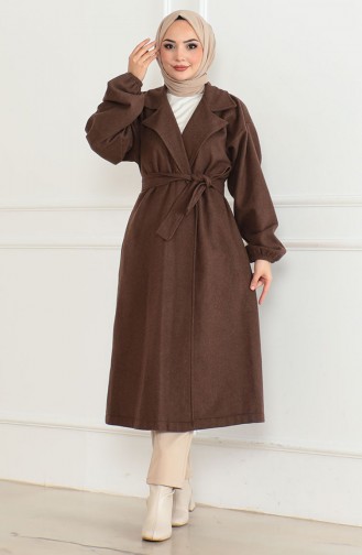 Kemerli Kaşe Kaban 2059-03 Kahverengi
