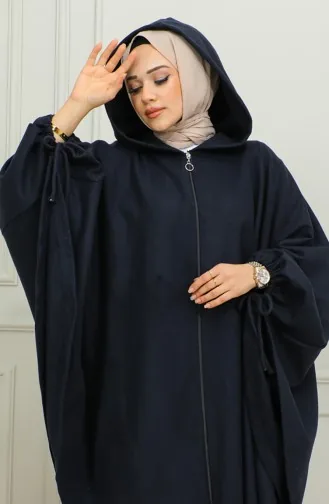 Kapüşonlu Kaşe Panço 0505-02 Lacivert