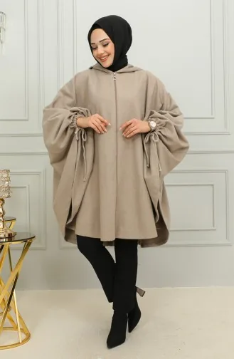 Poncho à Capuche En Cachemire 0505-04 Vison 0505-04