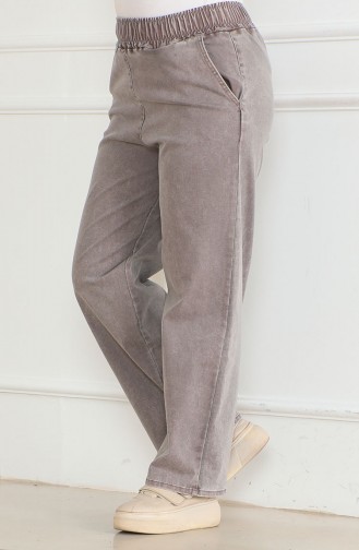 Elastic Waist Jeans 9633-09 Brown 9633-09