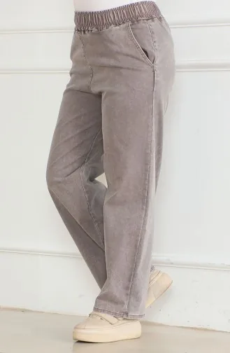 Elastic Waist Jeans 9633-09 Brown 9633-09