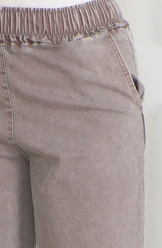 Elastic Waist Jeans 9633-09 Brown 9633-09