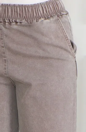 Elastic Waist Jeans 9633-09 Brown 9633-09