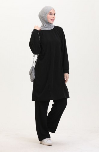 Astana Kumaş Tunik Pantolon İkili Takım 0551-01 Siyah