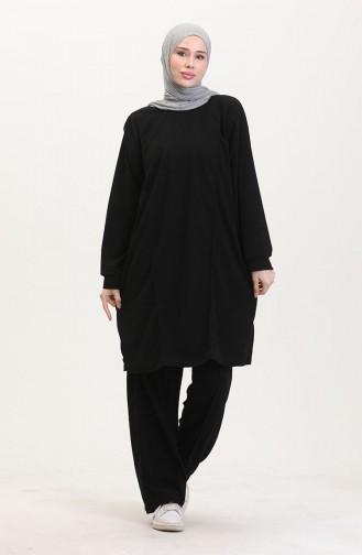 Astana Kumaş Tunik Pantolon İkili Takım 0551-01 Siyah