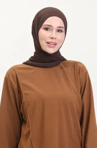 طقم تونيك وبنطلون من قماش أستانا مكون من قطعتين 0551-02 بني 0551-02