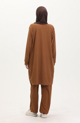 Astana Kumaş Tunik Pantolon İkili Takım 0551-02 Taba