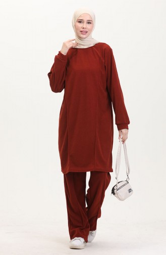 Astana Kumaş Tunik Pantolon İkili Takım 0551-03 Kiremit