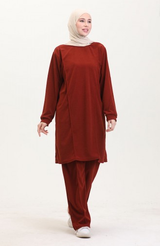 Astana Kumaş Tunik Pantolon İkili Takım 0551-03 Kiremit
