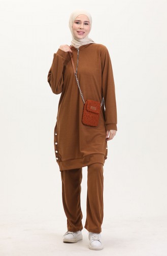 Astana Kumaş Tunik Pantolon İkili Takım 0552-01 Taba