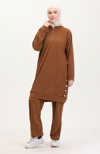 Astana Kumaş Tunik Pantolon İkili Takım 0552-01 Taba