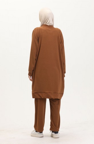 Astana Kumaş Tunik Pantolon İkili Takım 0552-01 Taba