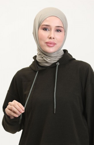 Astana Kumaş Kapüşonlu Tunik Pantolon İkili Takım 0553-02 Haki Yeşil