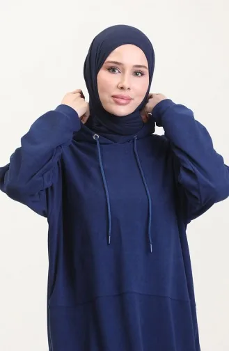 Astana Kumaş Kapüşonlu Tunik Pantolon İkili Takım 0553-03 Lacivert