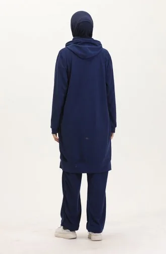 Astana Kumaş Kapüşonlu Tunik Pantolon İkili Takım 0553-03 Lacivert