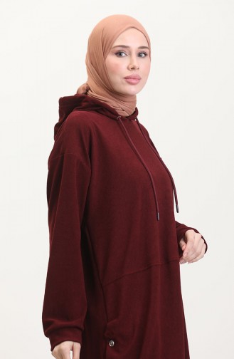 Astana Kumaş Kapüşonlu Tunik Pantolon İkili Takım 0553-04 Bordo