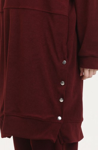 Astana Kumaş Kapüşonlu Tunik Pantolon İkili Takım 0553-04 Bordo