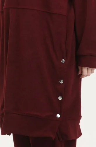Astana Kumaş Kapüşonlu Tunik Pantolon İkili Takım 0553-04 Bordo
