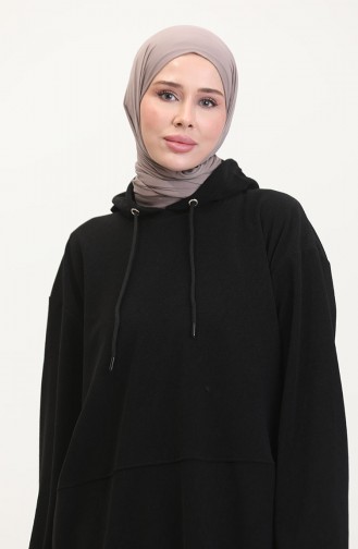 Astana Kumaş Kapüşonlu Tunik Pantolon İkili Takım 0553-05 Siyah