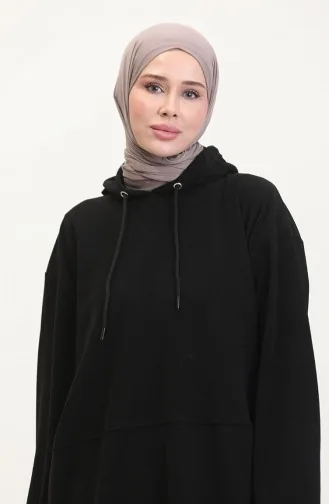 بدلة من قطعتين من قماش أستانا مع بنطلون وغطاء رأس 0553-05 أسود 0553-05