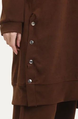 Ensemble Deux Pièces En Tissu Astana Avec Tunique à Capuche Et Pantalon 0553-06 Tan 0553-06