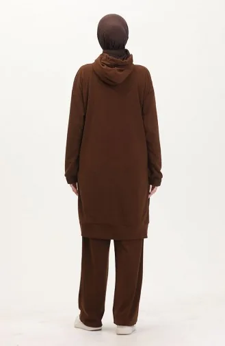 Ensemble Deux Pièces En Tissu Astana Avec Tunique à Capuche Et Pantalon 0553-06 Tan 0553-06