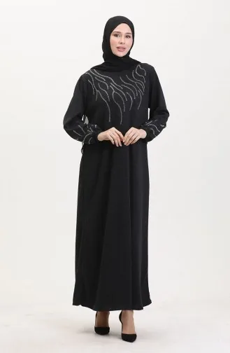 Kleid Mit Steinmuster Aus Ecrin Stoff 0550-01 Schwarz 0550-01