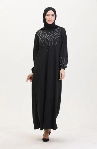 Kleid Mit Steinmuster Aus Ecrin Stoff 0550-01 Schwarz 0550-01