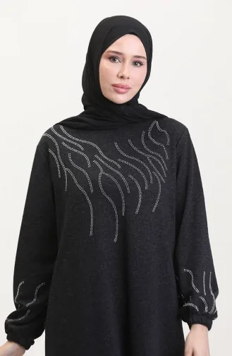 Kleid Mit Steinmuster Aus Ecrin Stoff 0550-01 Schwarz 0550-01