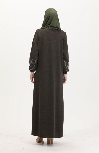 Ecrin Kumaş Taş Baskılı Elbise 0550-03 Haki