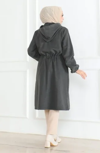 Manteau En Cachemire à Capuche Et Fermeture éclair 0503-01 Gris 0503-01