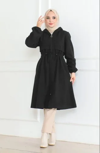 Kasjmier Jas Met Capuchon En Rits 0503-02 Zwart 0503-02