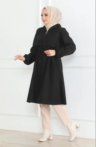 Kasjmier Jas Met Capuchon En Rits 0503-02 Zwart 0503-02