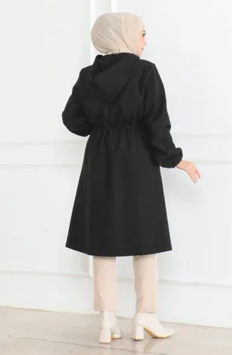 Kasjmier Jas Met Capuchon En Rits 0503-02 Zwart 0503-02