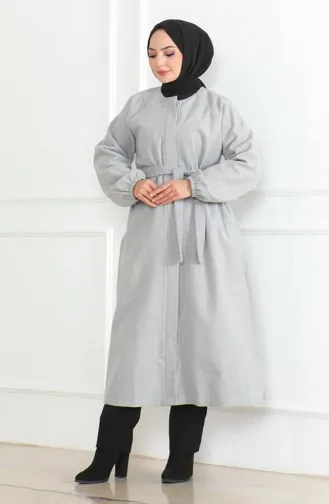 معطف كشمير بحزام مخفي 0504-01 رمادي 0504-01