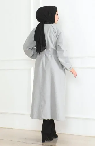 معطف كشمير بحزام مخفي 0504-01 رمادي 0504-01