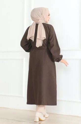 Manteau En Cachemire à Ceinture Et Patte De Boutonnage Dissimulée 0504-05 Marron 0504-05