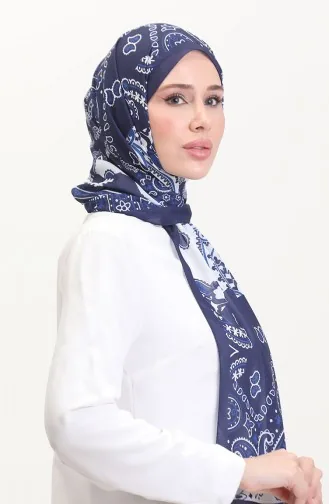وشاح ناعم منقوش 70267-04 أزرق داكن 70267-04