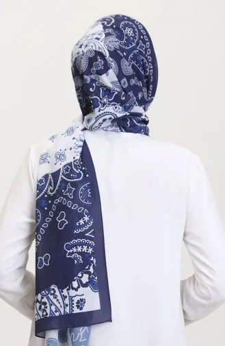 وشاح ناعم منقوش 70267-04 أزرق داكن 70267-04