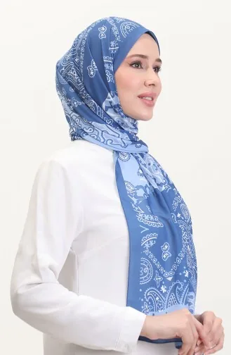 Desenli Soft Şal 70267-06 İndigo