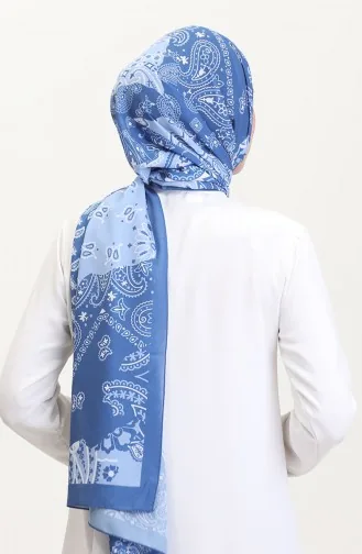 Desenli Soft Şal 70267-06 İndigo