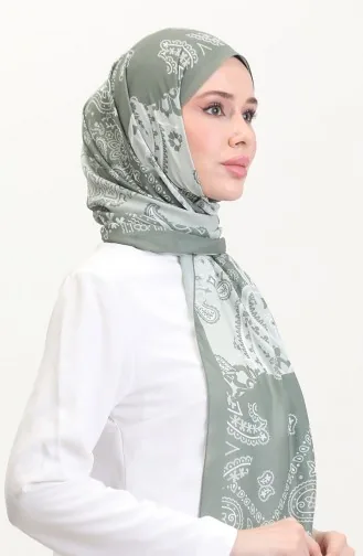وشاح ناعم منقوش 70267-07 أخضر طحلبي 70267-07