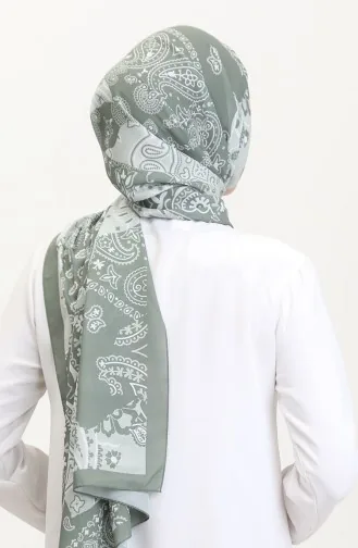 وشاح ناعم منقوش 70267-07 أخضر طحلبي 70267-07